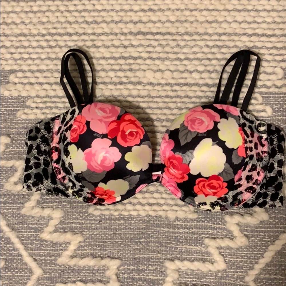VS pink strapless bra